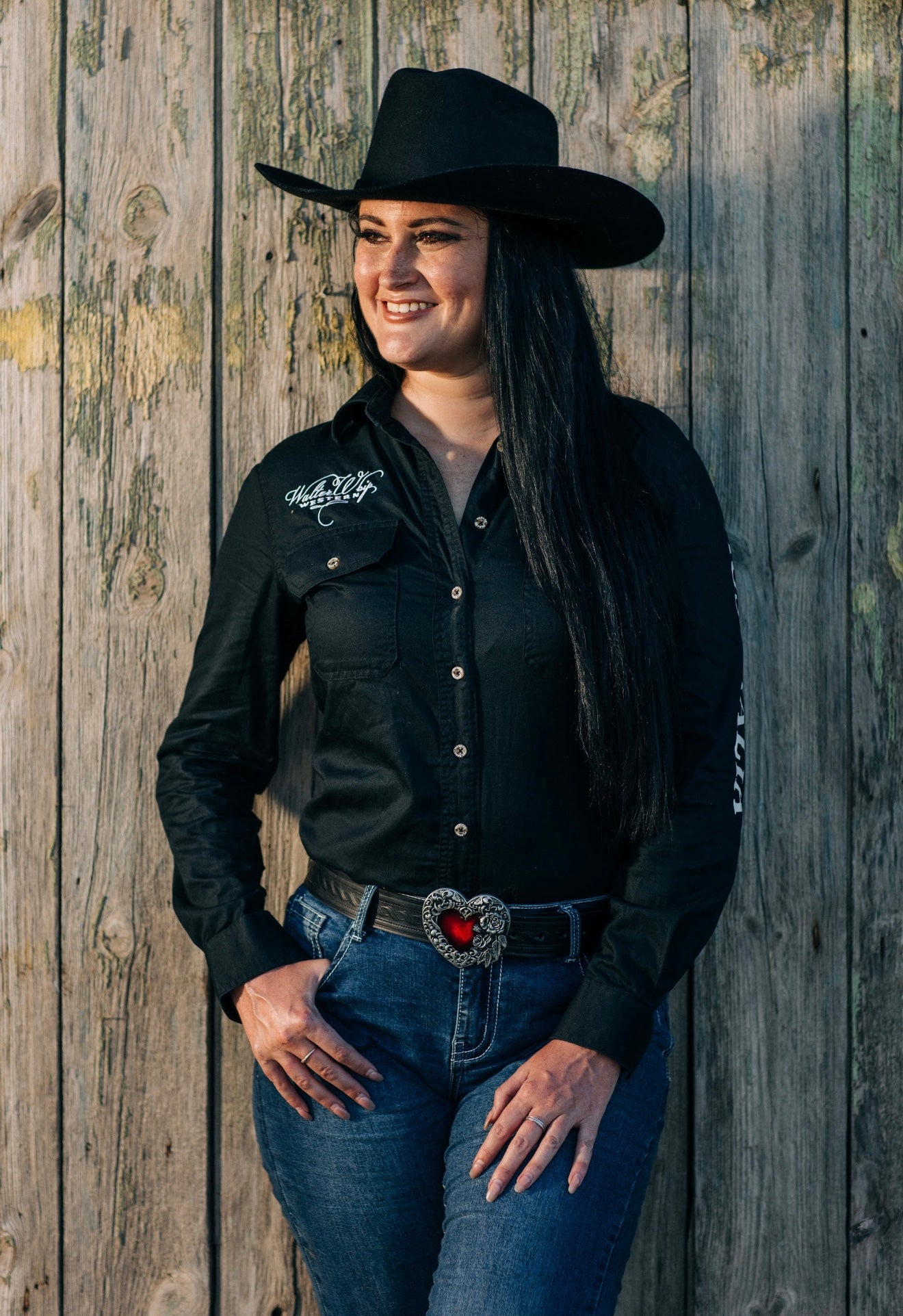 Women’s Embroidered Open Front Long Sleeve Work Shirt