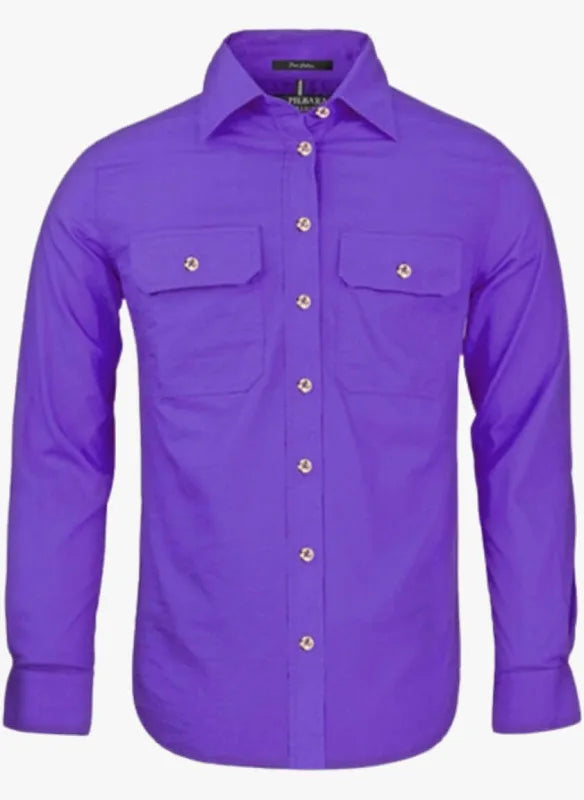Women’s Embroidered Open Front Long Sleeve Work Shirt