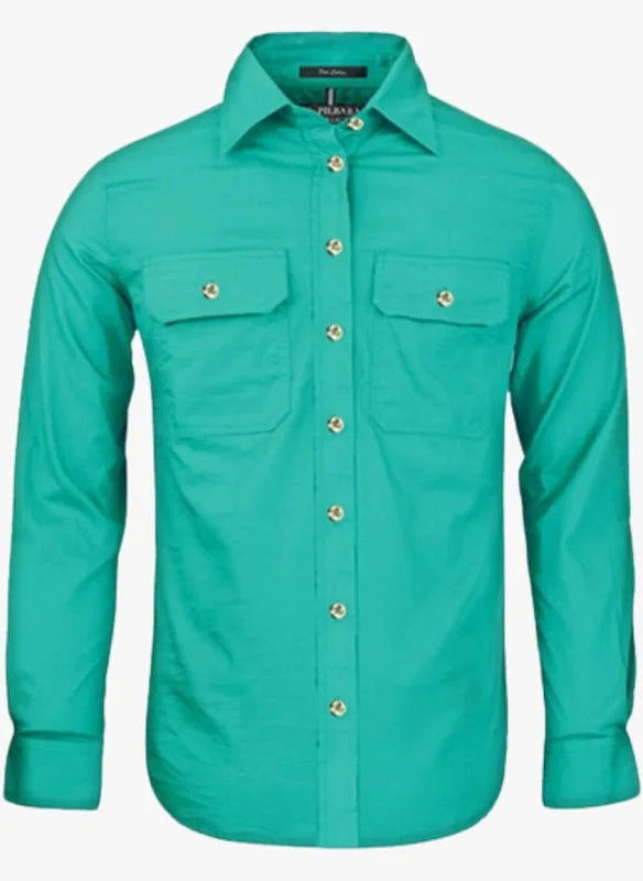 Women’s Embroidered Open Front Long Sleeve Work Shirt
