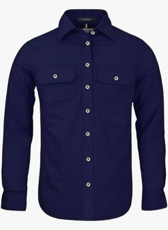 Women’s Embroidered Open Front Long Sleeve Work Shirt