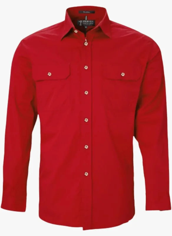 Men’s Embroidered Open Front Long Sleeve Work Shirt