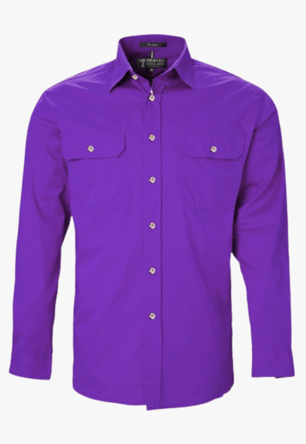 Men’s Embroidered Open Front Long Sleeve Work Shirt